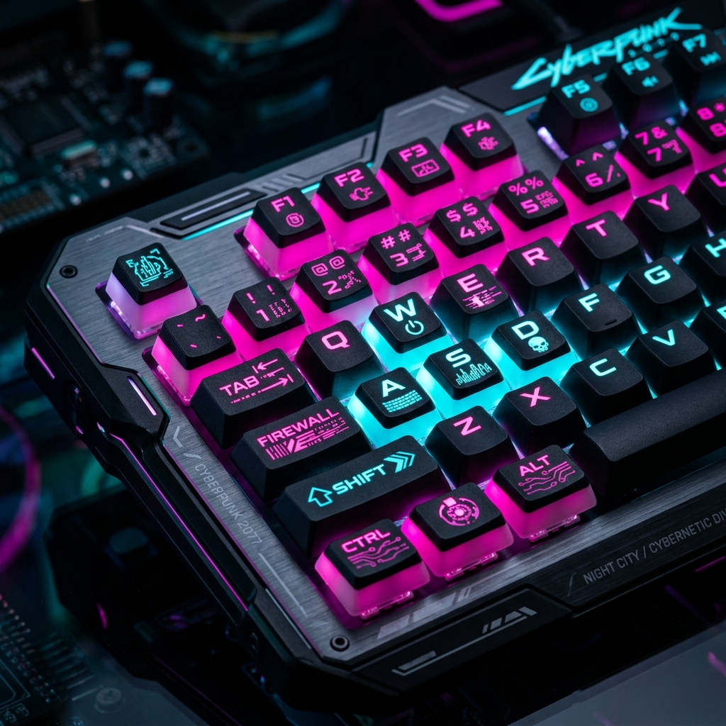Teclado Mecânico Neon Cyberpunk